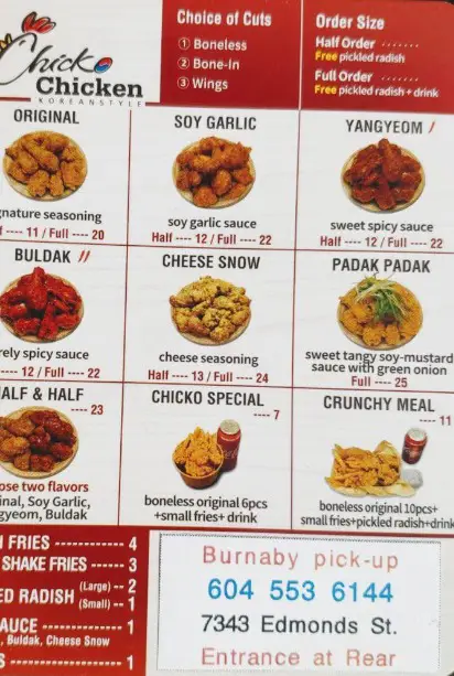 Chicko Chicken Menu Prices