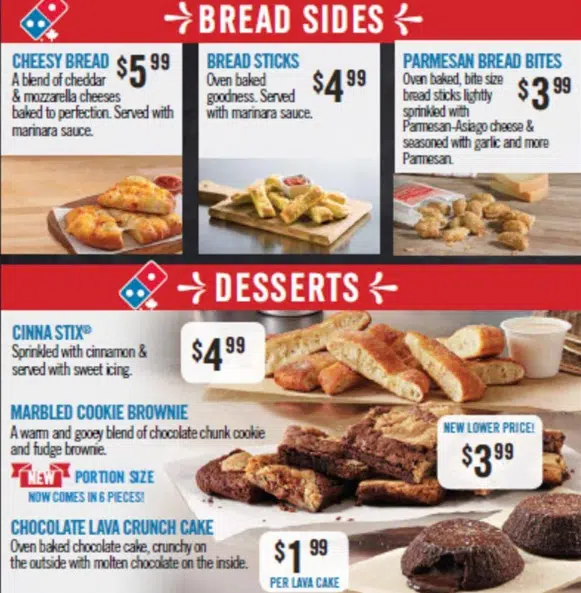 Domino’s Pizza Canada Desserts List