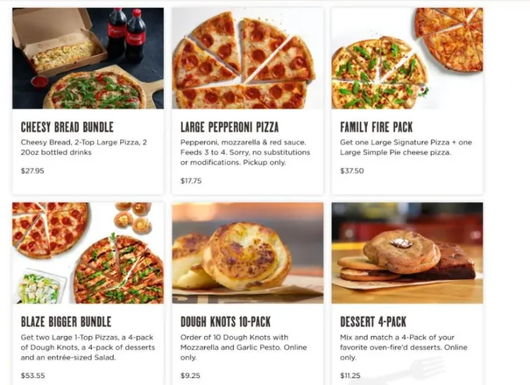 Blaze Pizza Menu