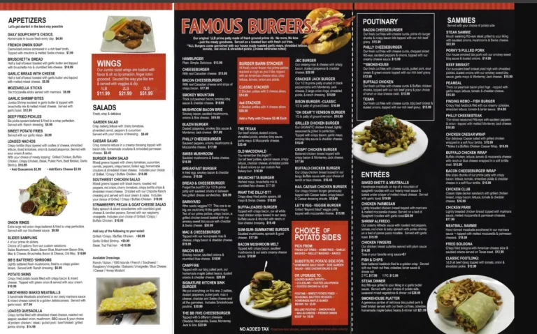 Burger Barn Menu