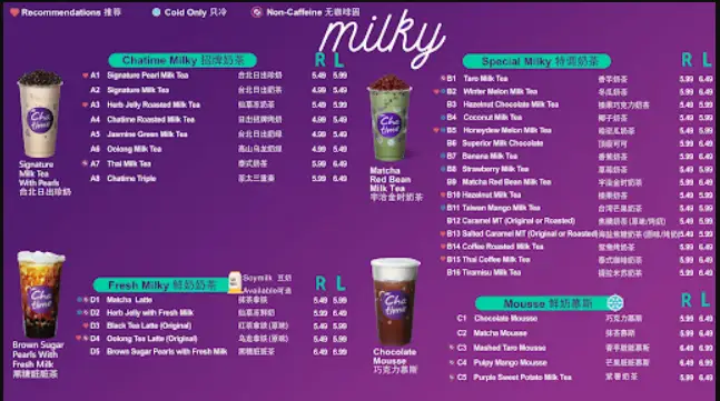 Chatime Menu