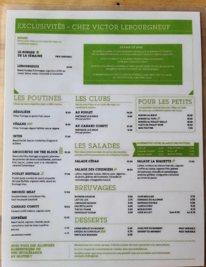 Chez Victor Menu