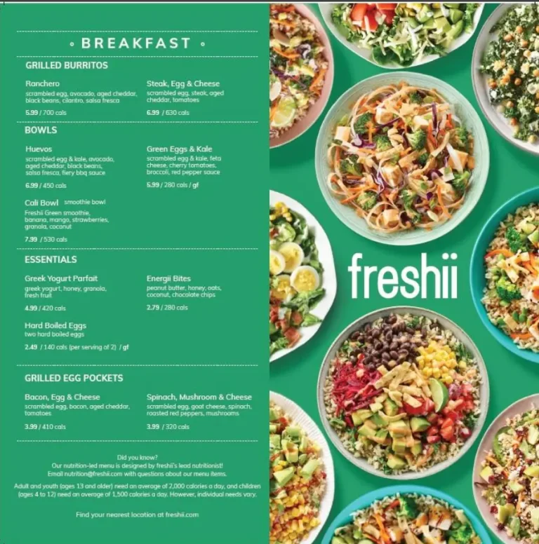 Freshii Menu