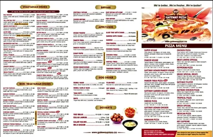 Gateway Pizza Menu