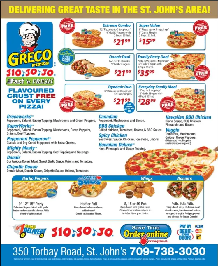 Greco Menu