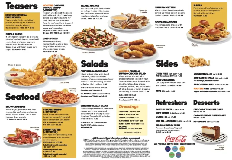 Hooters Menu