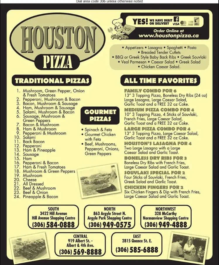 Houston Pizza Menu