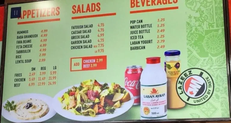 Lazeez Shawarma Menu