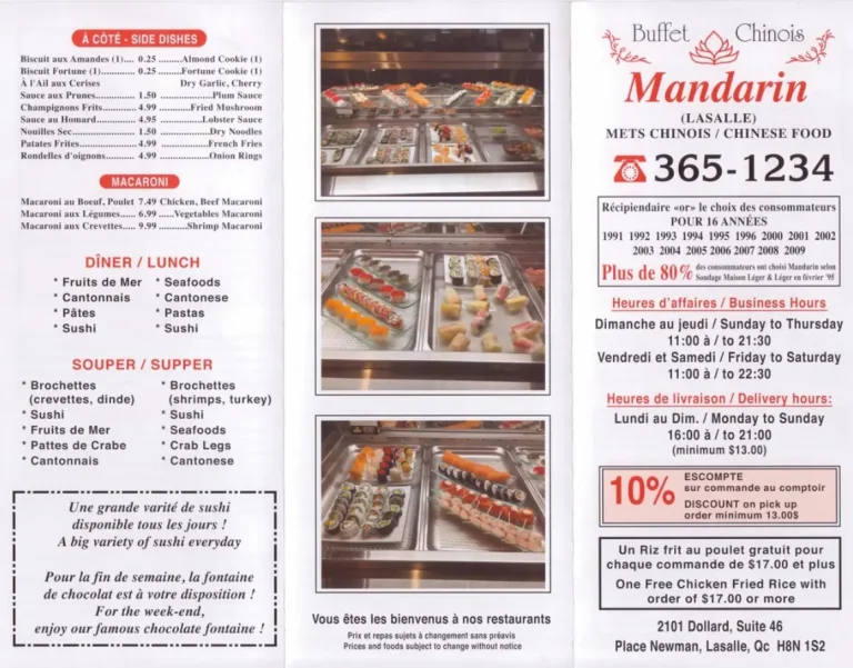 Mandarin Restaurant Menu