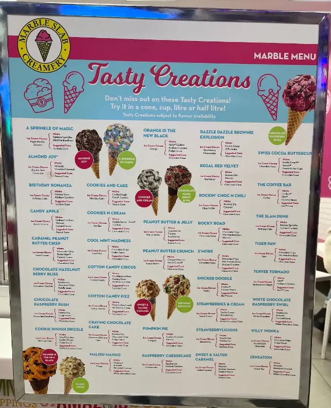 Marble Slab Creamery Menu