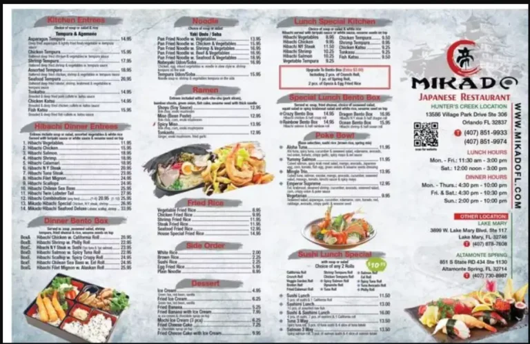 Mikado Japanese Restaurant Menu