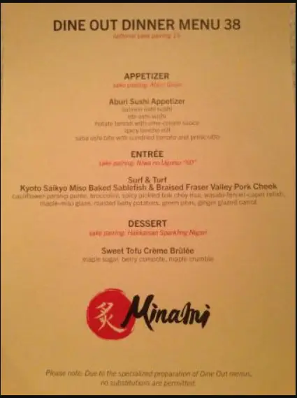 Minami Menu