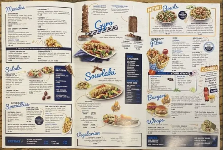 Mr. Greek Menu