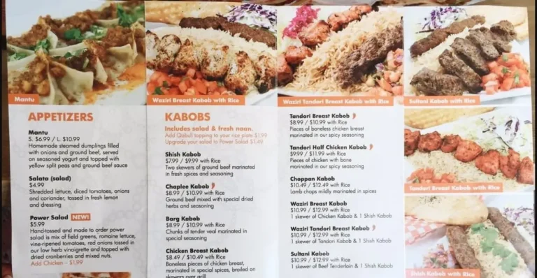 Naan Kabob Menu