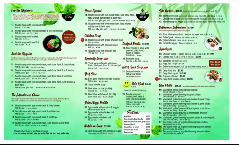 Pho 99 Menu