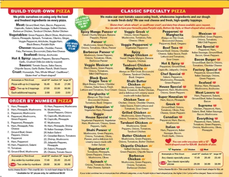 Pizza Factory Menu