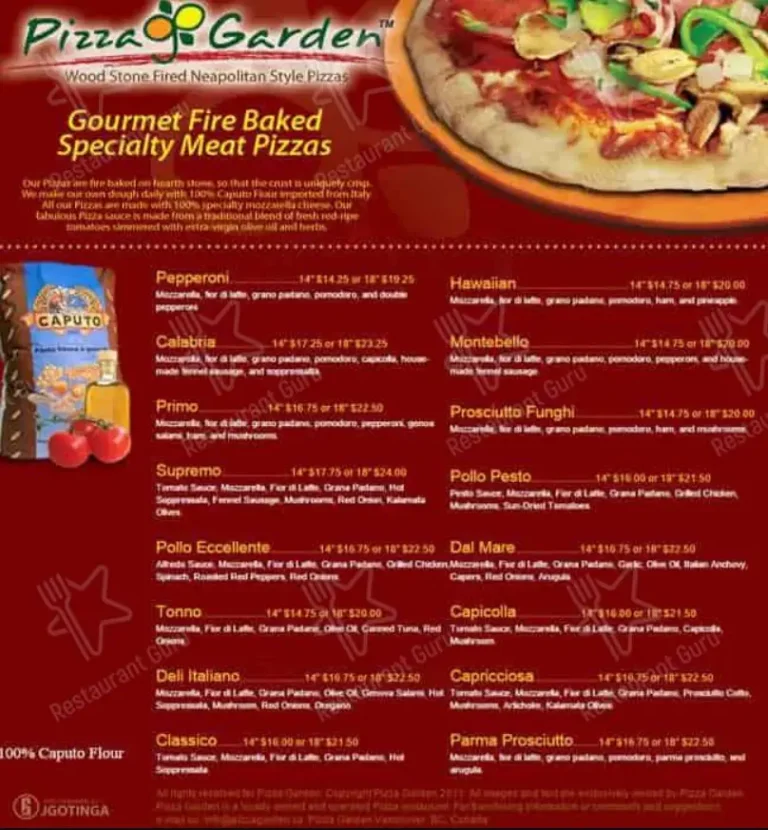 Pizza Garden Menu