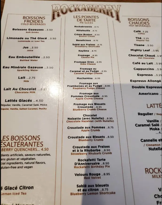 Rockaberry Menu