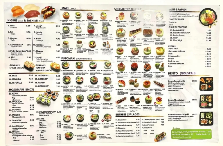 Sake Sushi Menu