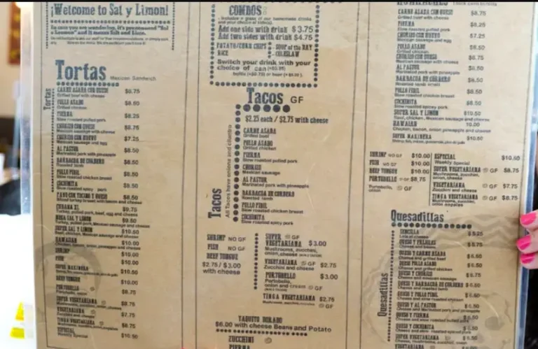 Sal Y Limon Menu