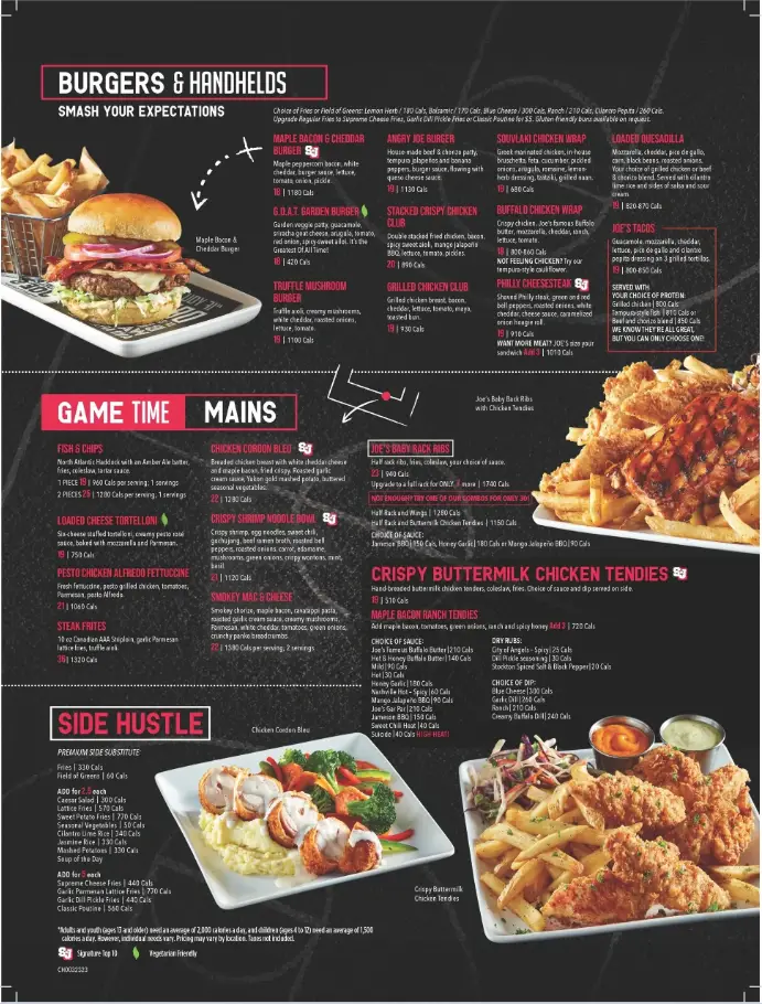 Shoeless Joe’s Menu