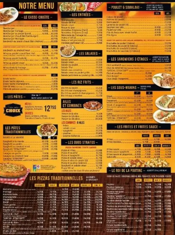 Strato’s Menu