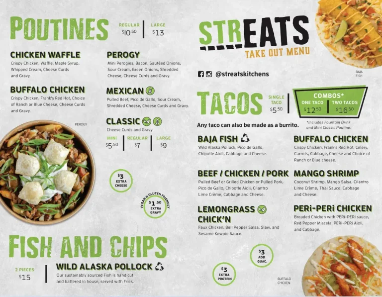 Streats Menu