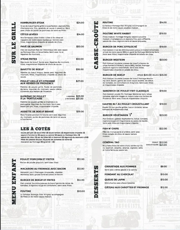 The White Rabbit Menu