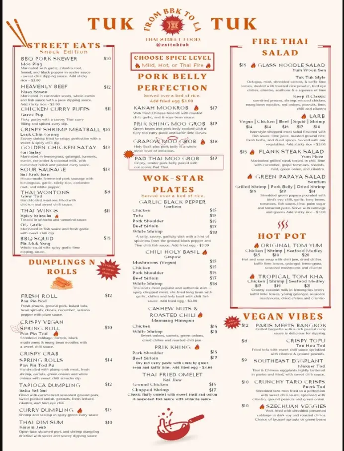 Tuk Tuk Thai Menu