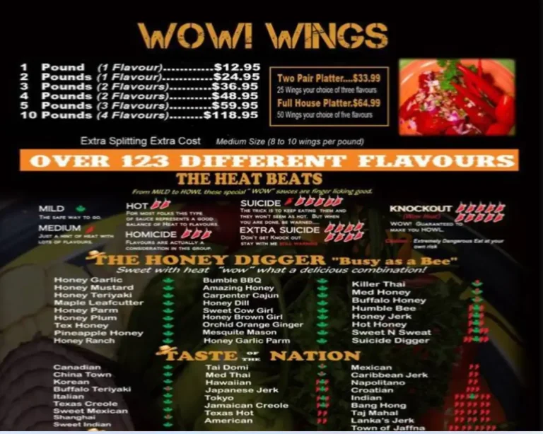 Wow! Wings Menu