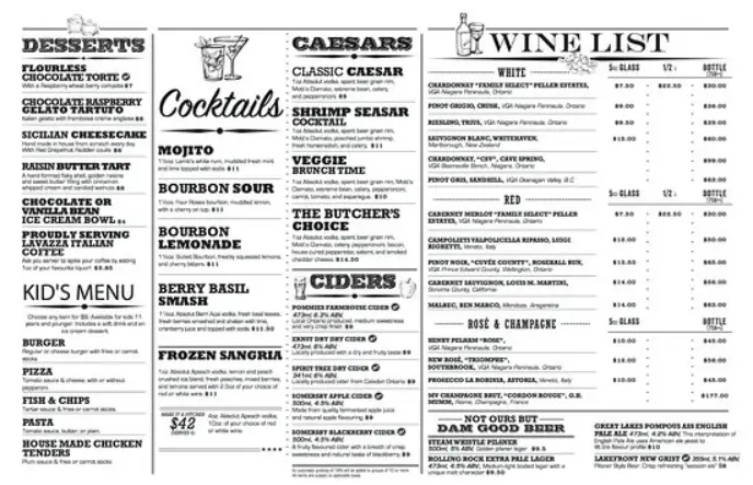 Amsterdam Brewhouse Menu