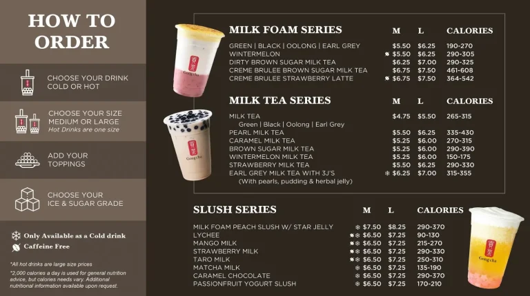 Gong Cha Menu