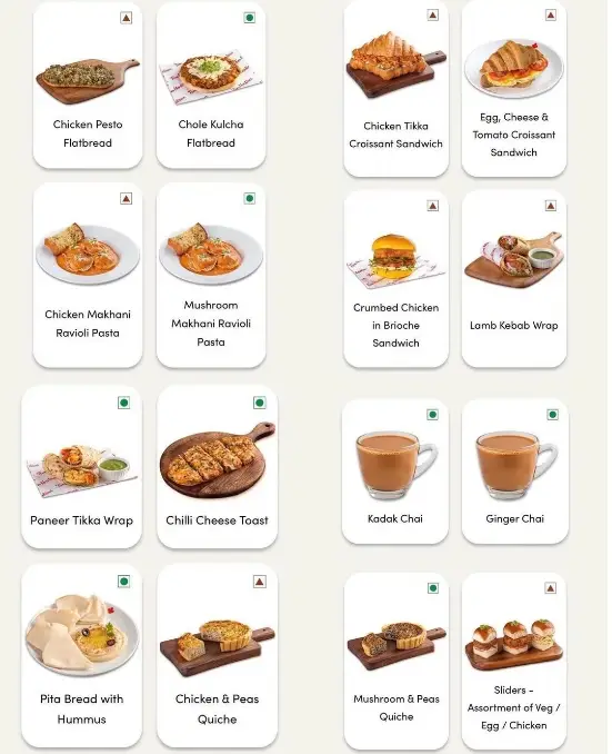 Tim Horton Menu